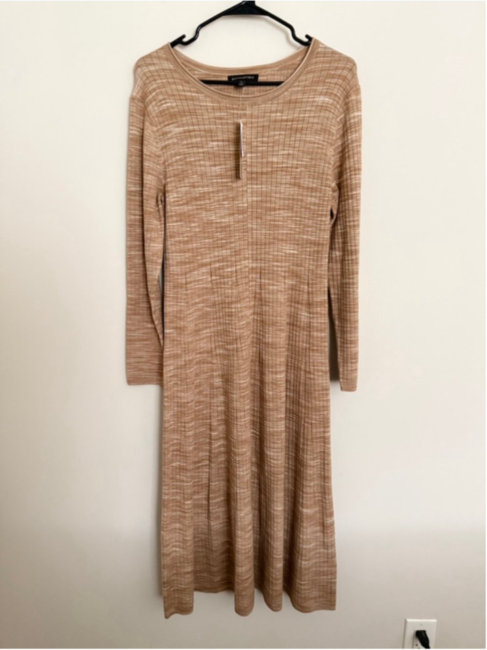 Banana Republic Ribbed Knit Midi Dress Petite L NWT Neutral Taupe Minimalist - Picture 6 of 12